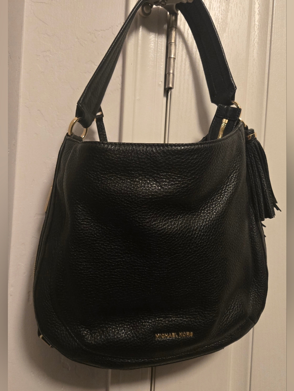 Michael Kors Black Pebbled Leather Shoulder Hobo